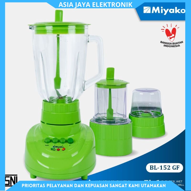 MIYAKO Blender BL 152 GF isi 3 Gelas Kaca 1.5 Liter Garansi Resmi