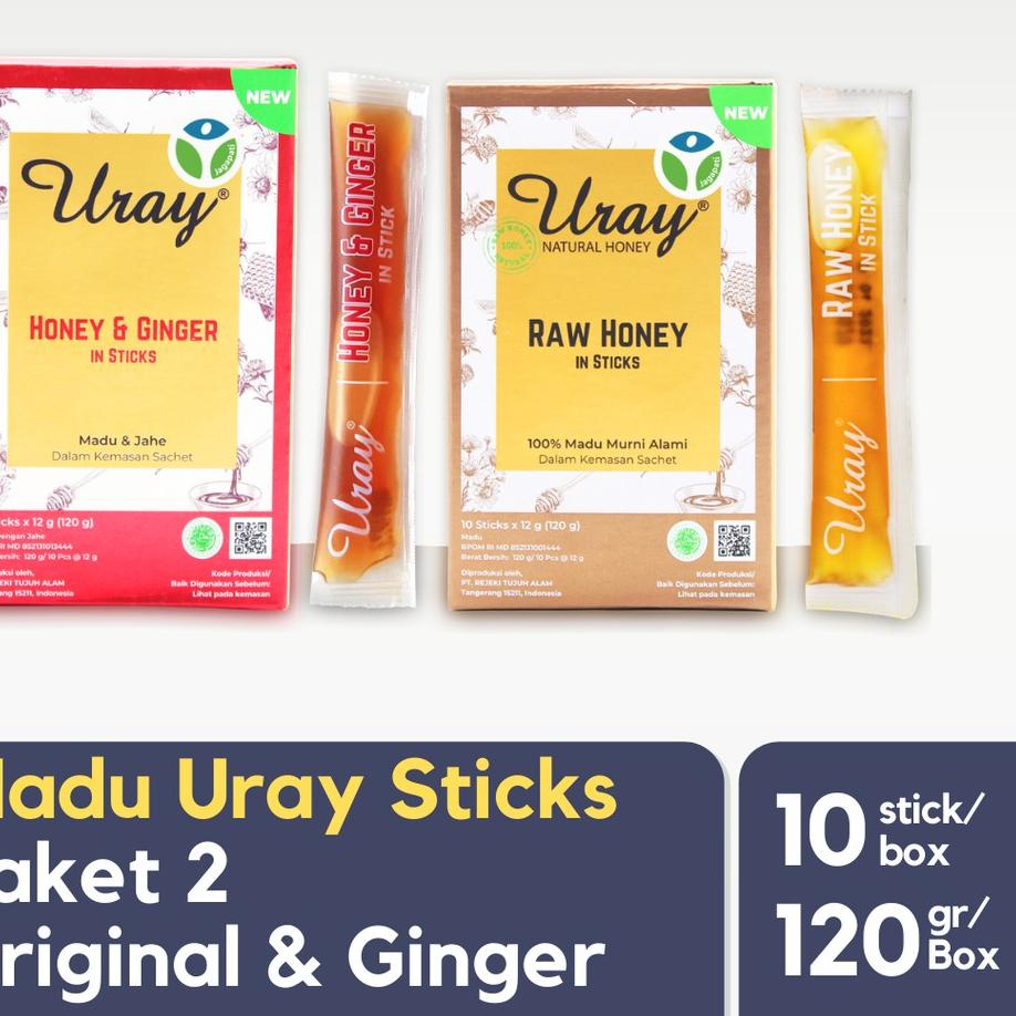 

❆ Paket 2 Uray Stick Sachet 20 pcs - Original & Ginger - Raw Honey - Jagapati ☞