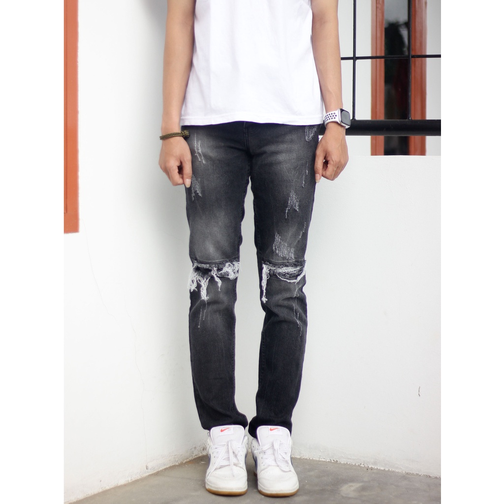 GEVAR Celana Jeans Sobek Ripped Simple