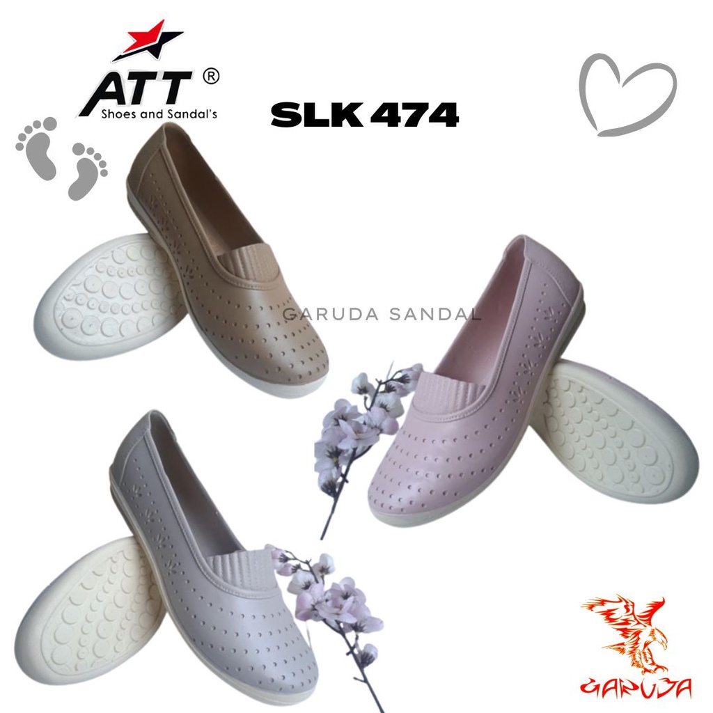 Sepatu Slip on Wanita ATT SLK 474 Light Colour Karet Trendy