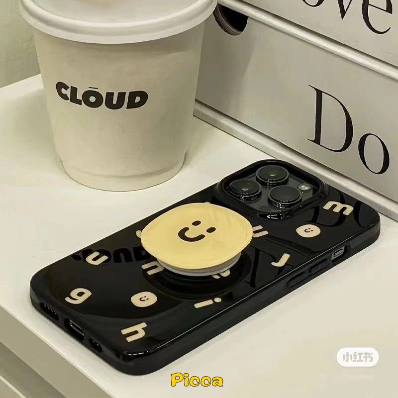 IPHONE Cute Smiley Glossy Halus Case Kompatibel Untuk Iphone11 7 8 Plus XR 11 14 13 12 Pro Max X XS Max SE 2020 Ins Fashion Alfabet Sederhana Lembut Tpu Silicon Phone Case