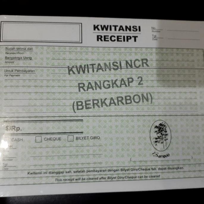 

kwitansi Rangkap 2 atau 2 ply NCR (berkarbon) bamboo BRG BARU