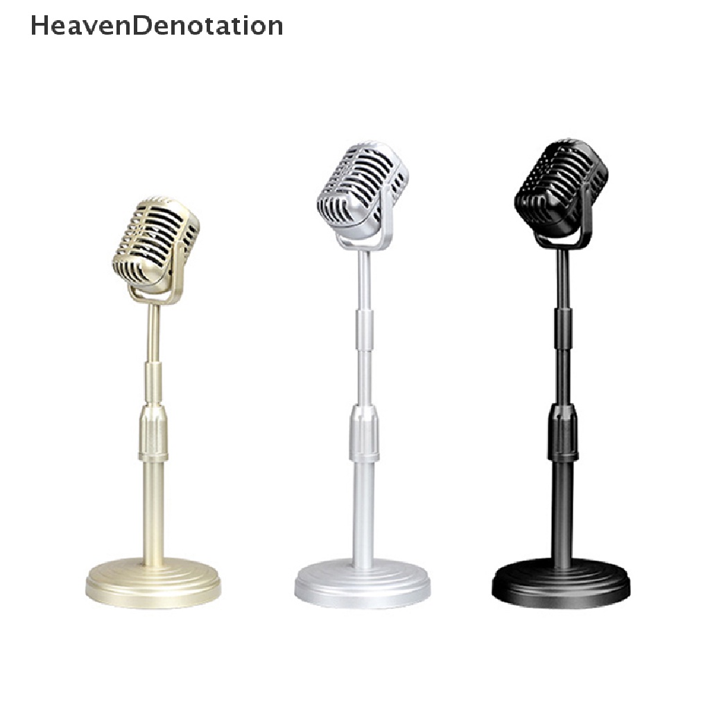 [HeavenDenotation] Simulasi Klasik Retro Mikrofon Vokal Dinamis Gaya Vintage Mic Universal Stand Untuk Performan Live Karaoke Studio Rekam HDV