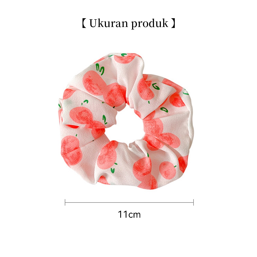 Lakhu Ikat Rambut Scrunchie Korea Motif Buah/Ikat Karet Rambut Wanita