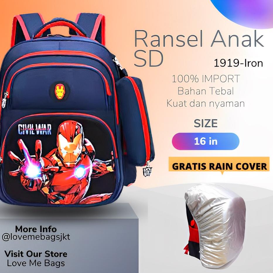 ♡ LMB Tas Sekolah Anak Laki Laki Sd Gratis kotak pensil Tas anak laki laki Tas sekolah Fashion anak 