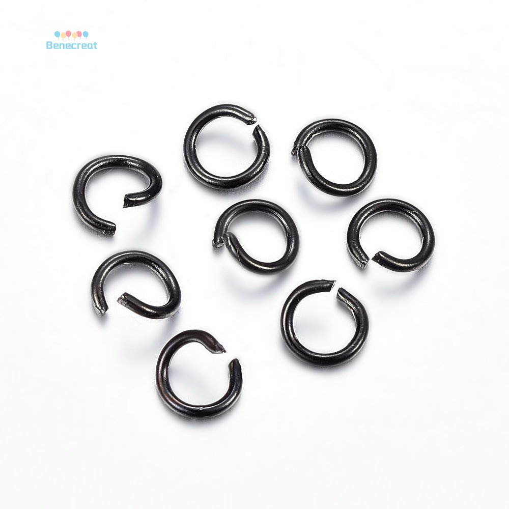 200pc Ion Plating (IP) 304cincin Lompat Terbuka Bahan Stainless Steel Gunmetal 4~8x0.7~1.2mm