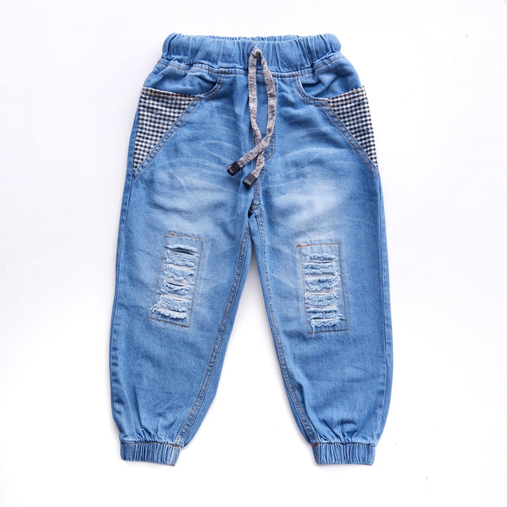 BELVIN Celana Panjang Anak Laki Cowok Usia 7 8 9 Tahun Jeans Snow Wash Jogger Joger