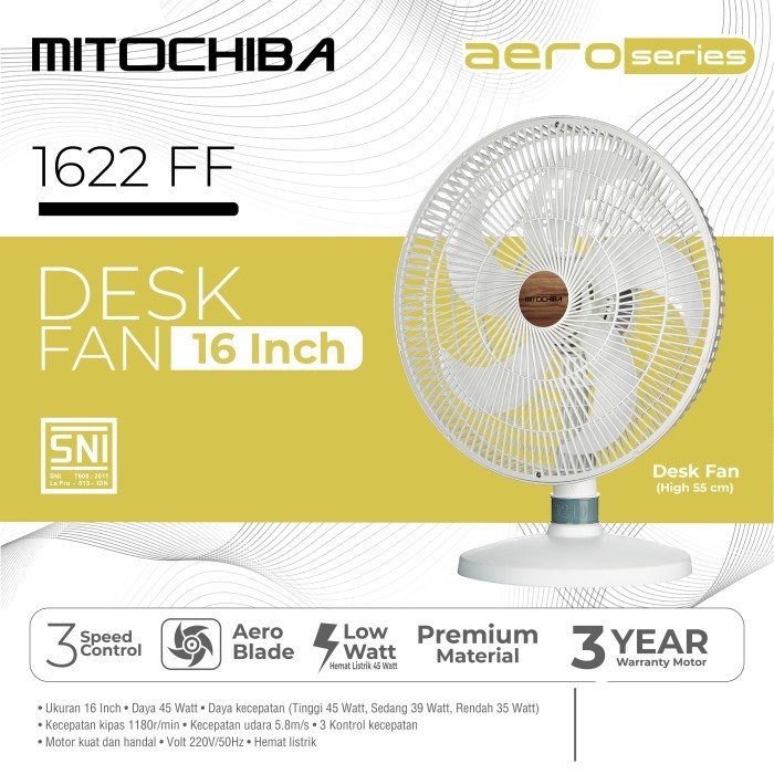 MITOCHIBA MITO Kipas Angin Meja 16 Inch Aero Series 1622 FF