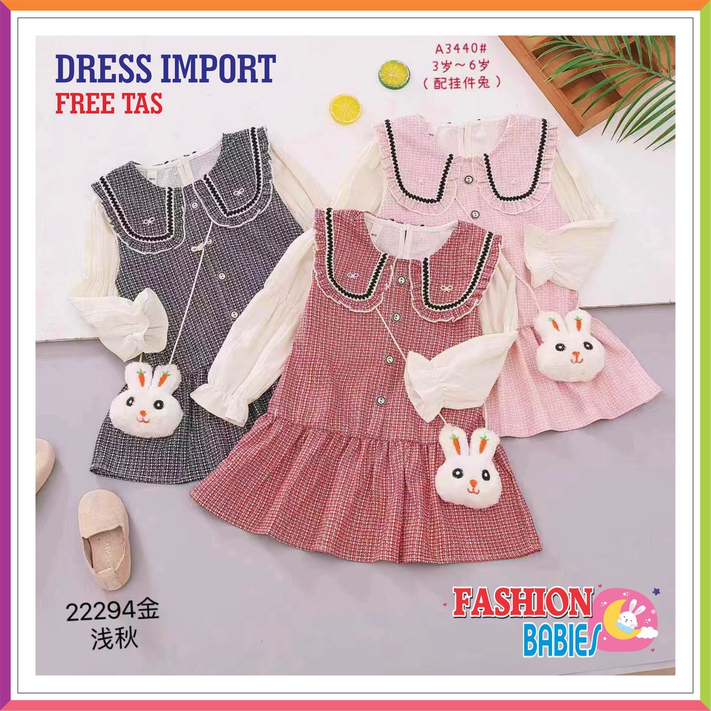 SW-01 DRESS IMPORT KOREA RUFFLE LENGAN PANJANG | GRATIS TAS SELEMPANG ❤ Fashionbabies ❤