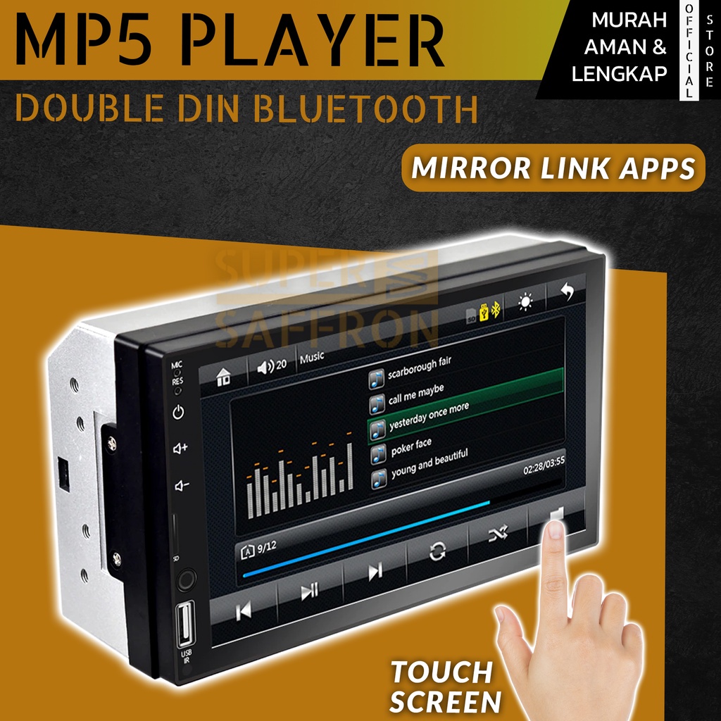 Head Unit Android Double Din Asesoris Mobil MP5 Player Ios Bluetooth