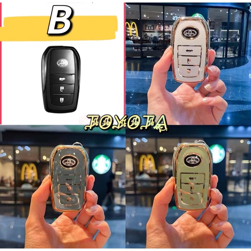 Totoyota Terlaku key cover Remote key case Dengan Rantai Fashion Kreatif Keyring Gift Vios Fortuner Innova CorollaYaris Altis Hiace Avanza Land Cruiser Hilux Camry Wigo RAV4 Revo