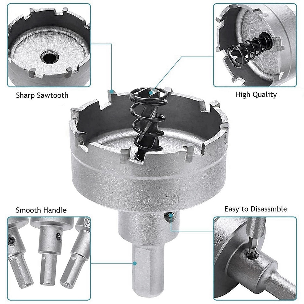 Set 6 Pcs Mata Bor HSS Hole Saw Bit Pelubang Baja, Cast Iron, Stainless Steel dan Logam