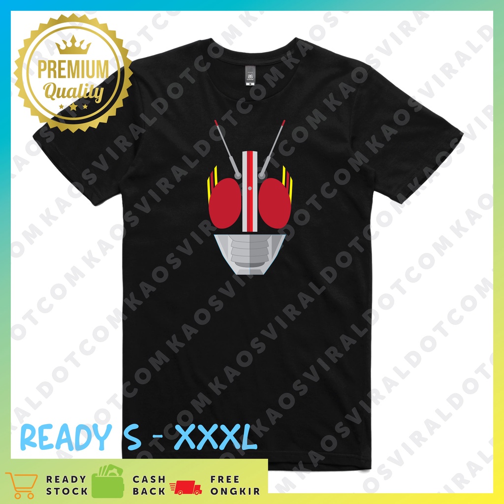 BAJU KAOS KAMEN RIDER BLACK / RX HELM T-SHIRT DISTRO UNISEX COMBED 30S