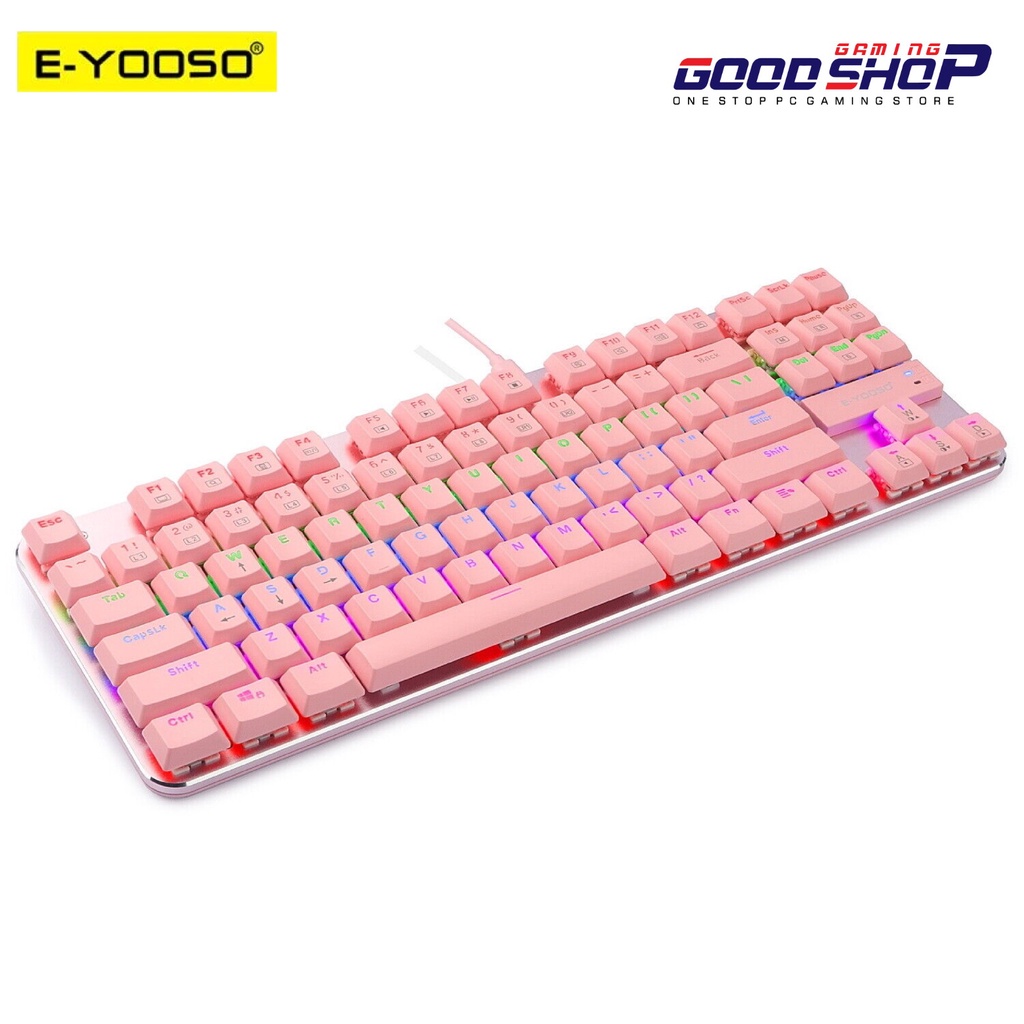 E-YOOSO HOTSWAP MECHANICAL GAMING KEYBOARD 87% PINK KEYCAPS - Z-66