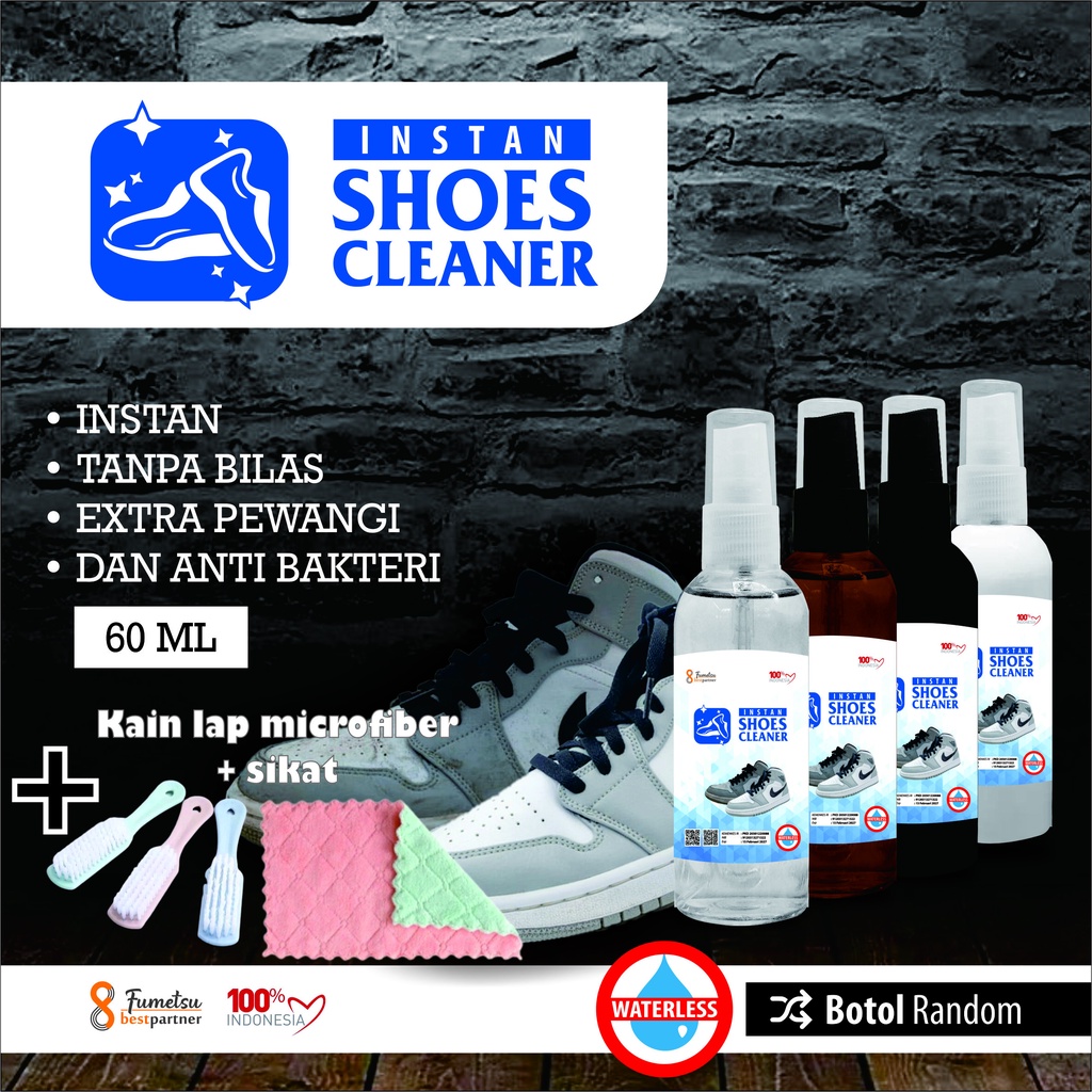 Pembersih Cuci Sepatu Pemutih Instan Cleaner Tanpa Bilas Aroma Wangi Kemasan 60ml Spray