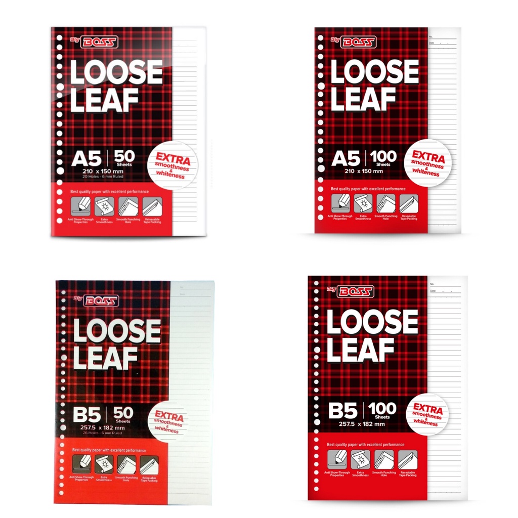 

Kertas Loose Leaf Garis / Isi Binder BigBoss Ukuran A5 & B5