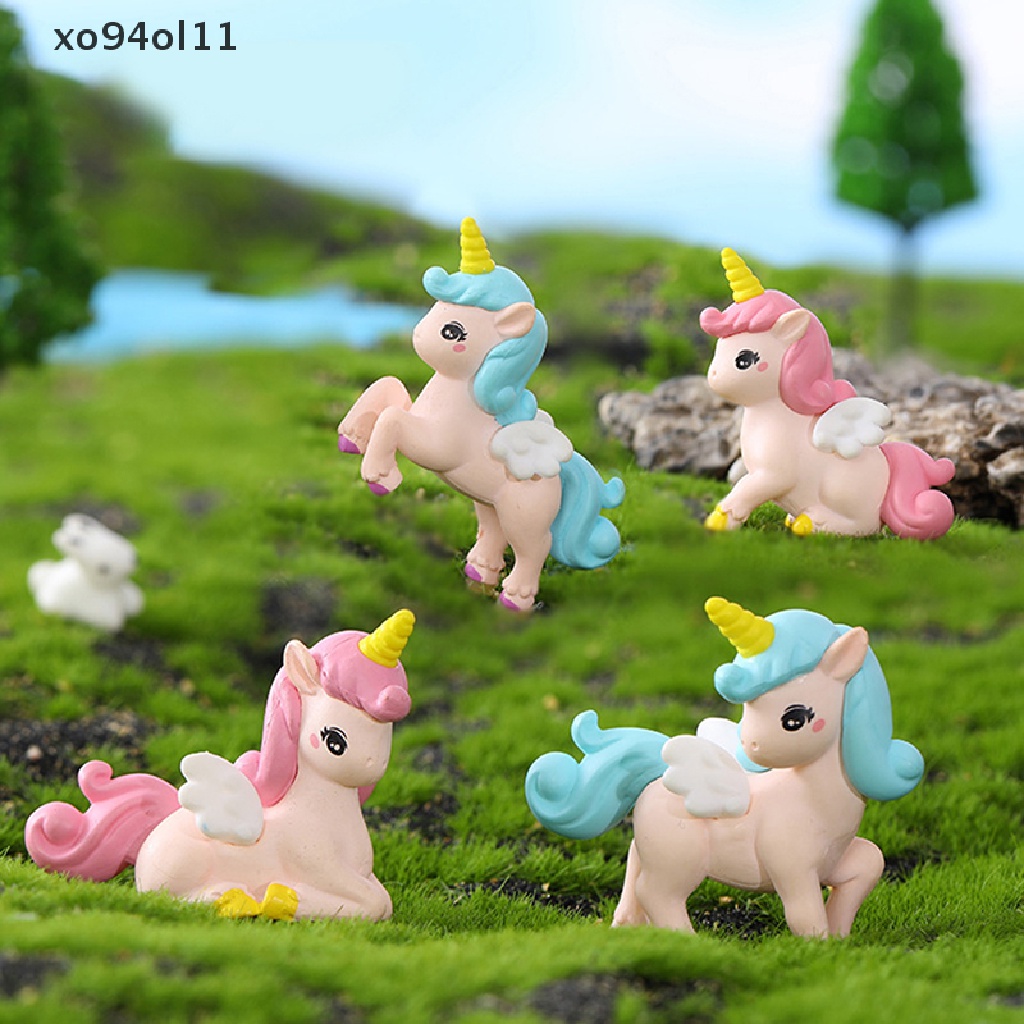 Xo 1pc Unicorn Lucu Ornamen Kerajinan Keluarga Lanskap Mikro Miniatur Patung OL