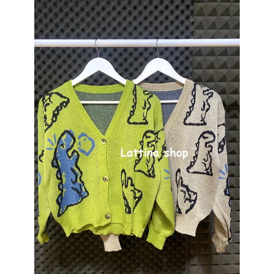 Dino Cardi / Cardigan Rajut motif dino terbaru