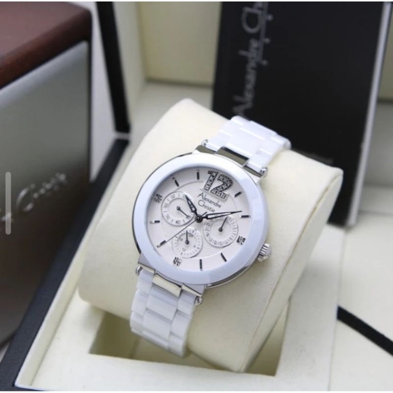 Alexandre Christie 2359 Keramik Jam Tangan Wanita Original