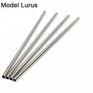 Sedotan Stainless Steel Lurus dan Lengkung Staw Ramah Lingkungan Berkualitas Warna Silver