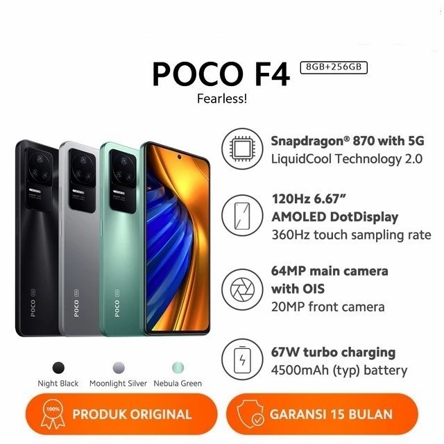 POCO F4 5G RAM 8/256GB SNAPDRAGON 870 GARANSI RESMI - BLACK