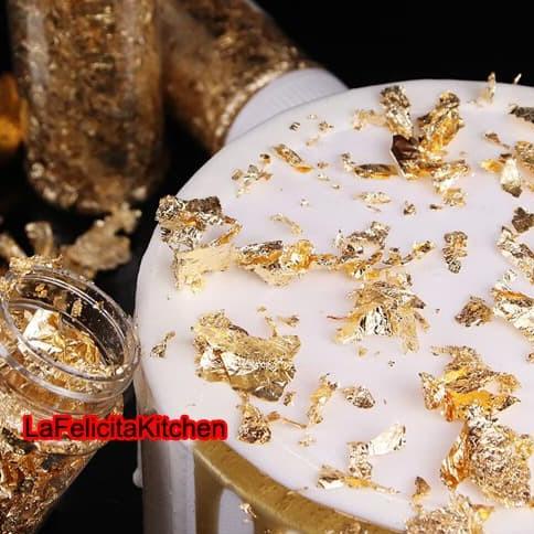 

JUMBO EDIBLE GOLD SHEET LEAF PAPER KERTAS BOTOL KUE FOOD FONDANT ART