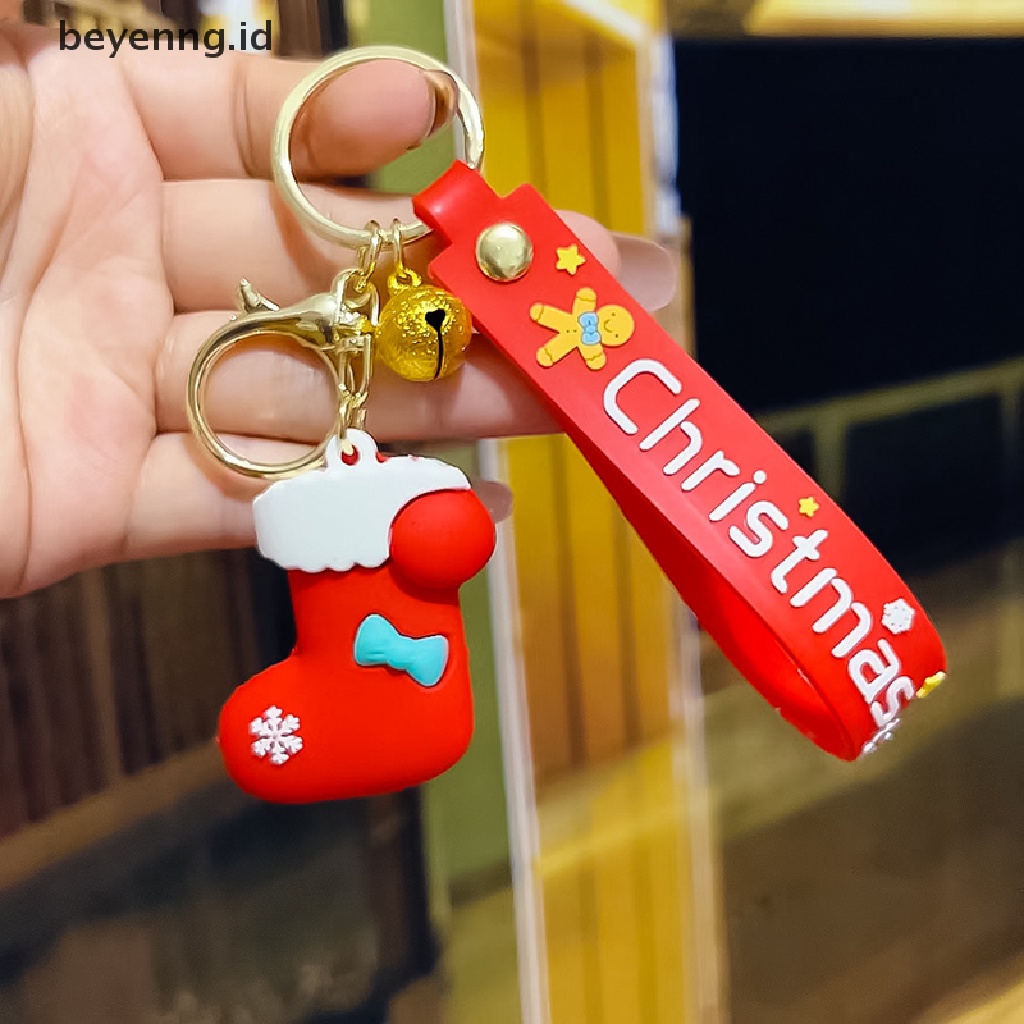 Beyen Santa Claus Gantungan Kunci Mobil Lembut Kartun Tas Liontin Gantungan Kunci Natal KeyRing ID