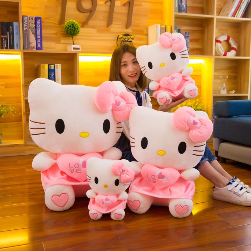 Hello Kitty Plus Boneka Sanrio Mainan Pink Kitty Kucing Kartun Anak Perempuan Hewan Mainan Mewah