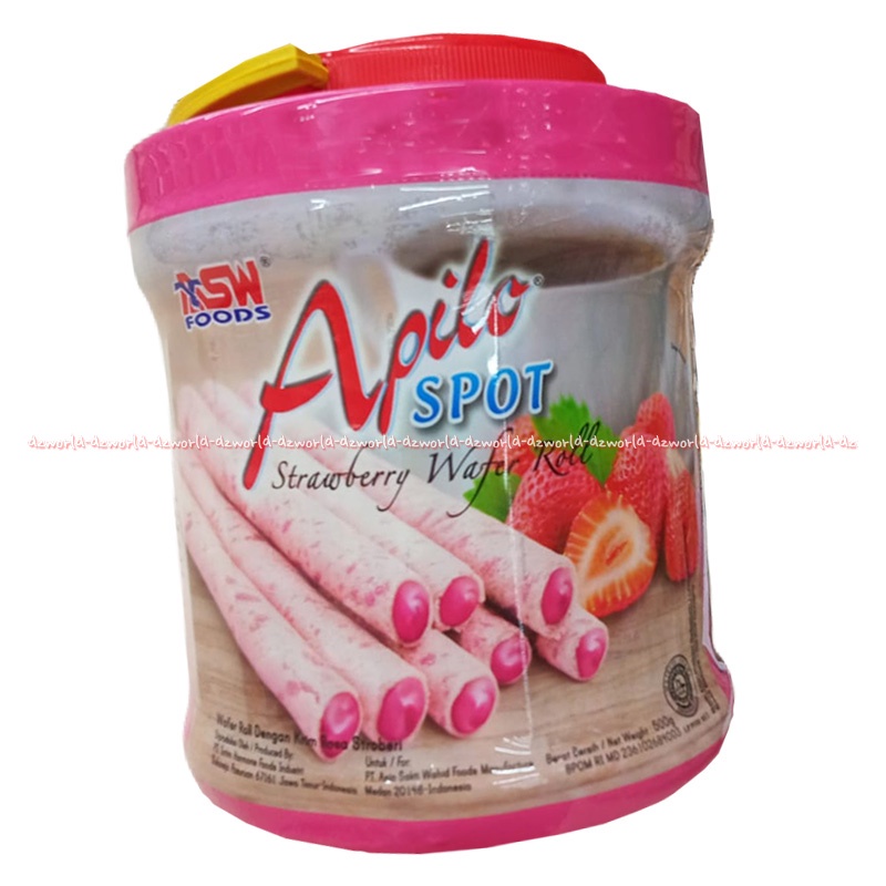 Asw Foods Apilo Spot 500gr Chocolate Strawberry Wafer Roll Wafer Isi Coklat Stroberi Kemasan Kaleng Apillo Stik Stick Wafers Asw Food Snack Cemilan