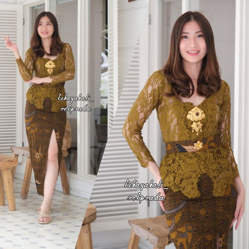 AURA SERIES KEBAYABALI TEPI DEPAN PANJANG MOTIF BUNGA