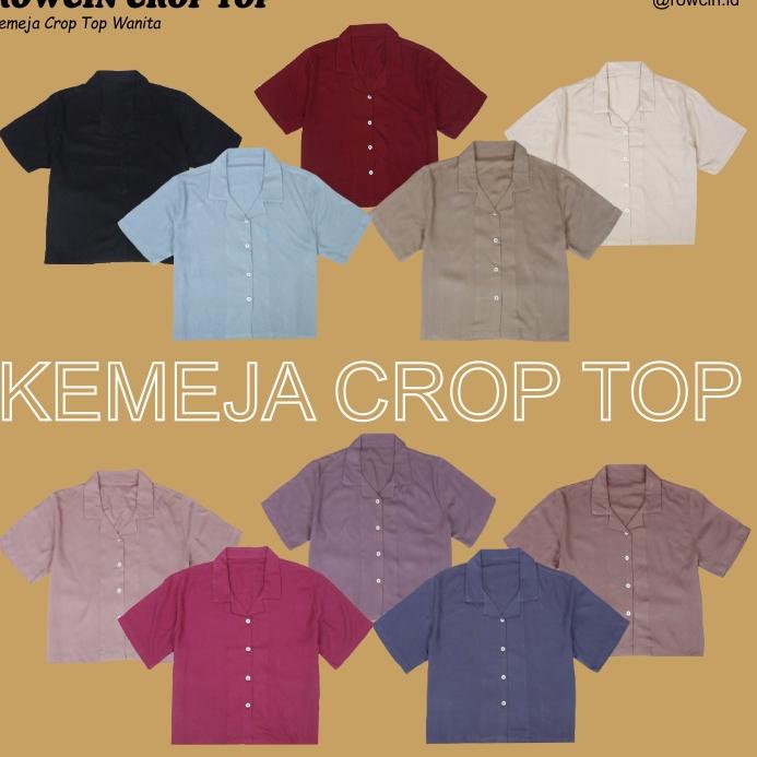 TERLARIS KEMEJA WANITA CROP TOP POLOS KATUN RAYON CROP SHIRT ORGANIK
