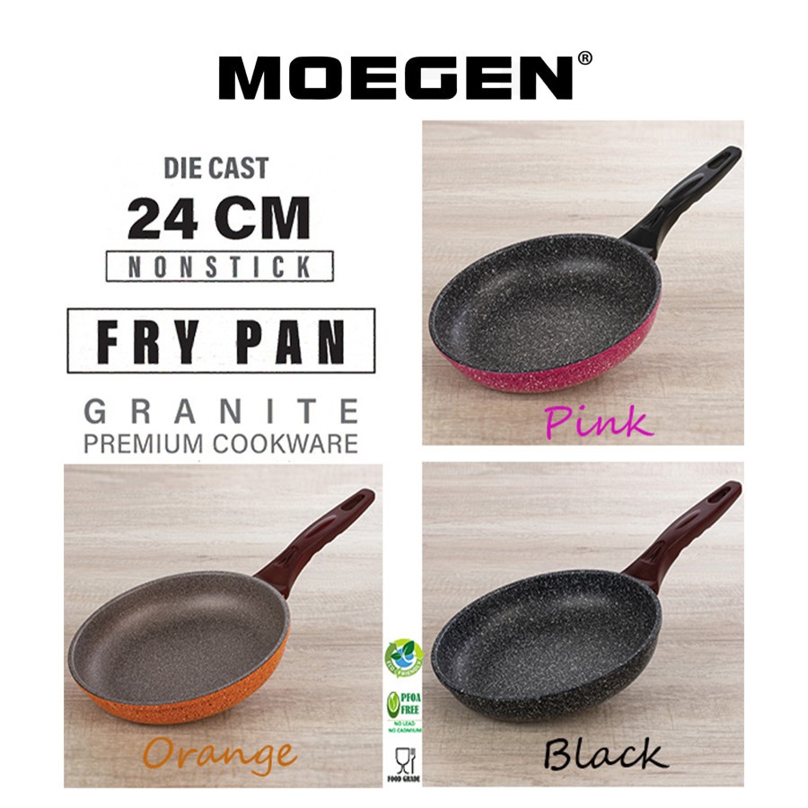 Moegen Germany 5 PCS Granite Series Casserole 20+24 cm &amp; Fry Pan 24 cm Anti Lengket