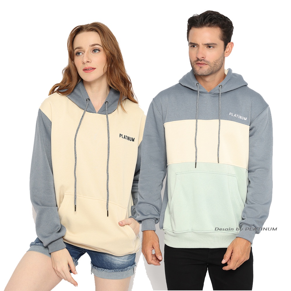 PLATINUM WORLD Hoodie Kombinasi Pria &amp; Wanita - Jaket Sweater Couple Jumbo M - L - XL - XXL - XXL