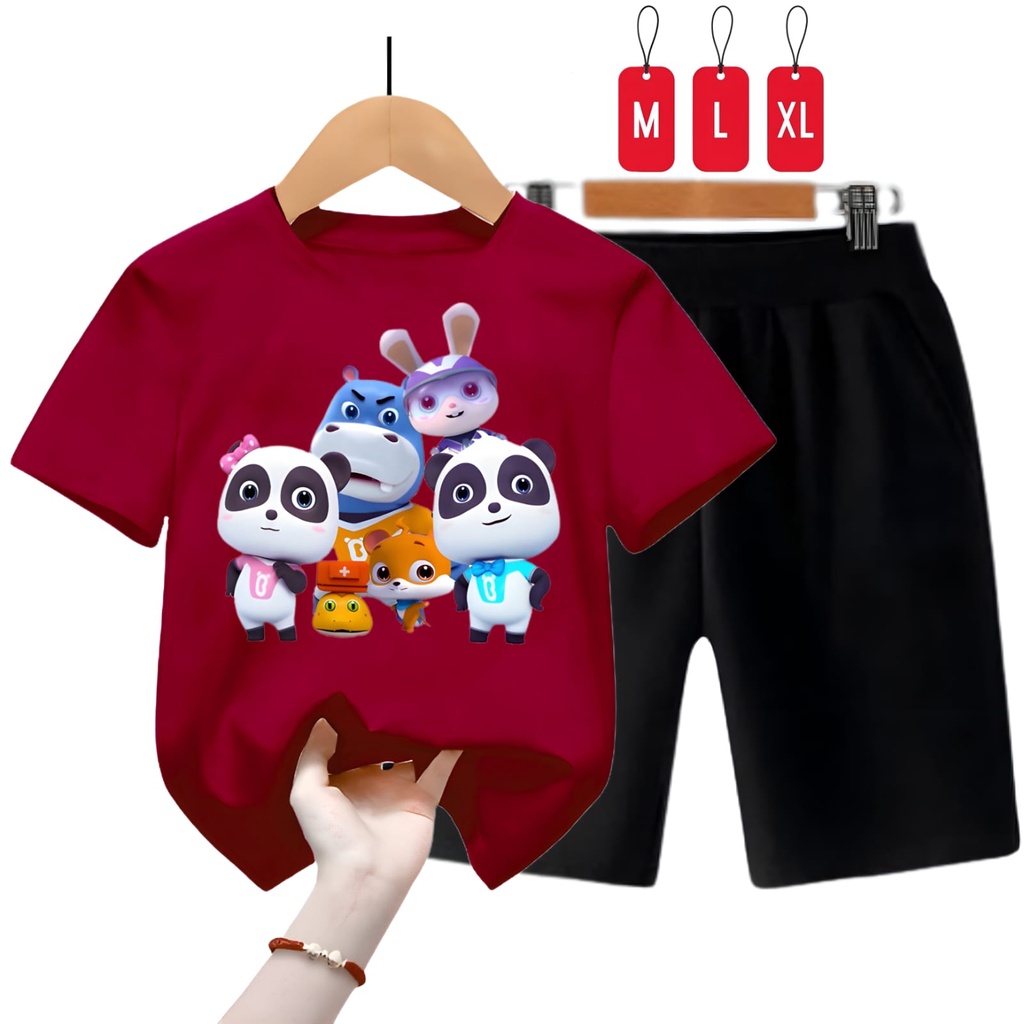 Hzl_outfit SETELAN UNISEX ANIMAL LAND ANAK LAKI LAKI / SET ANAK KARAKTER BABYBUS 3-8 THN