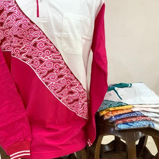 ✰ Baju Kaos Kerah Olahraga Muslim Training Polo T-Shirt Batik Lengan Panjang ֍