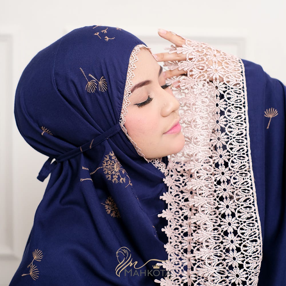 Mukena rayon bordir jumbo dandelion mahkota dewasa renda import mukena jumbo dewasa mukena rayon bor
