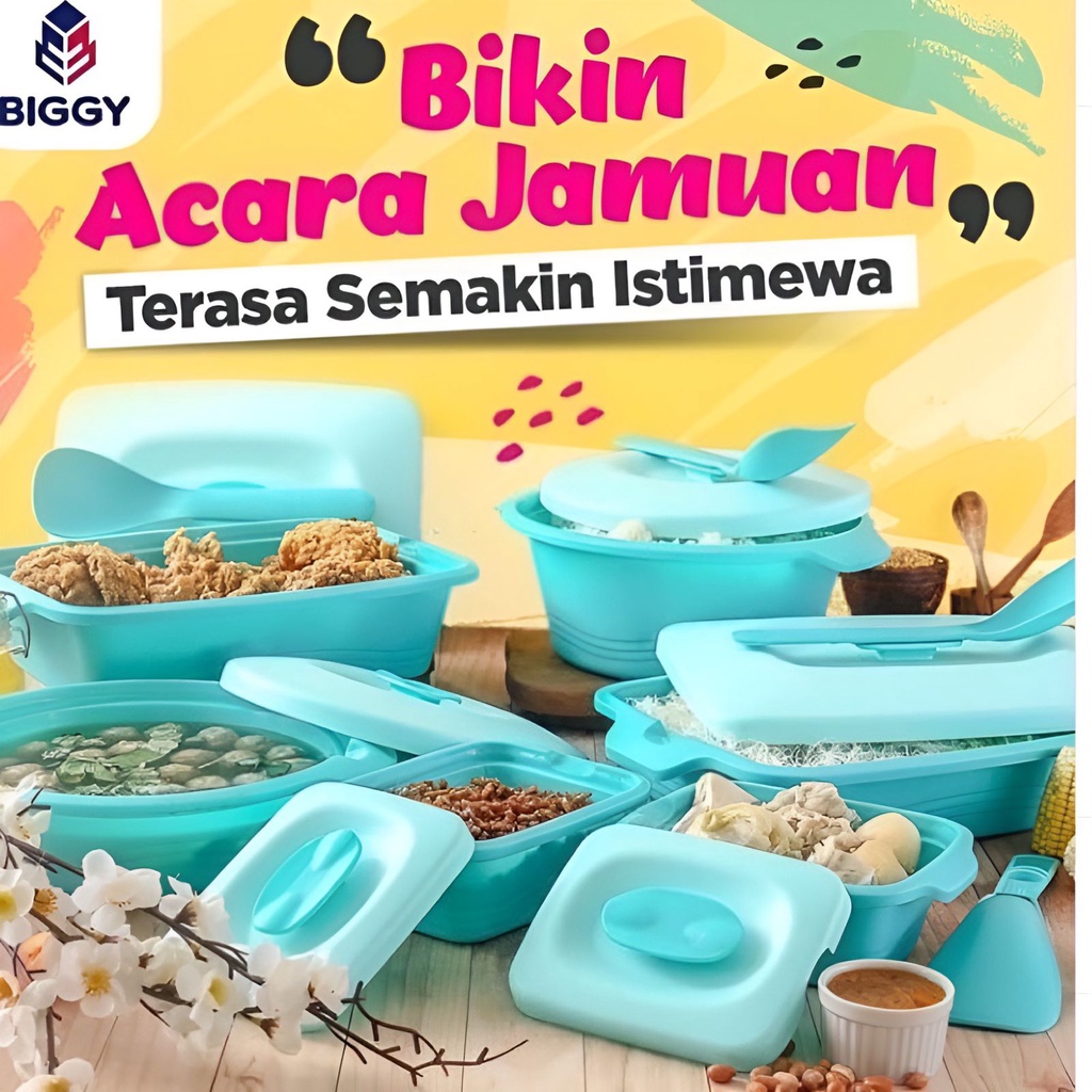 TEMPAT WADAH MAKAN PRASMANAN AQUAMARINE SERVING SET 16 PCS FREE PACKING BUBBLE VD