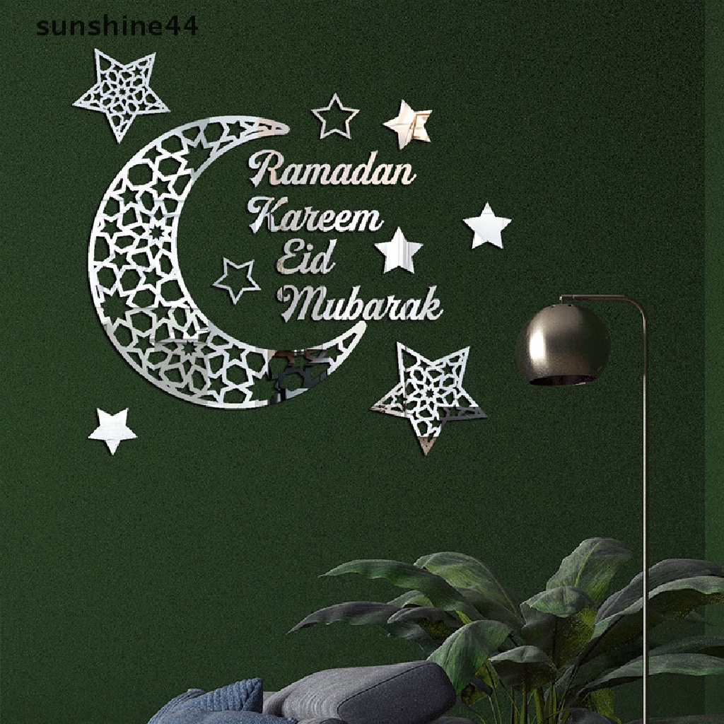 Sunshine Ramadan Stiker Dinding Bulan Bintang Lentera DIY Wall Decal Kareem Ramadan Dekorasi Untuk Rumah Islami Muslim Mural Eid Mubarak ID