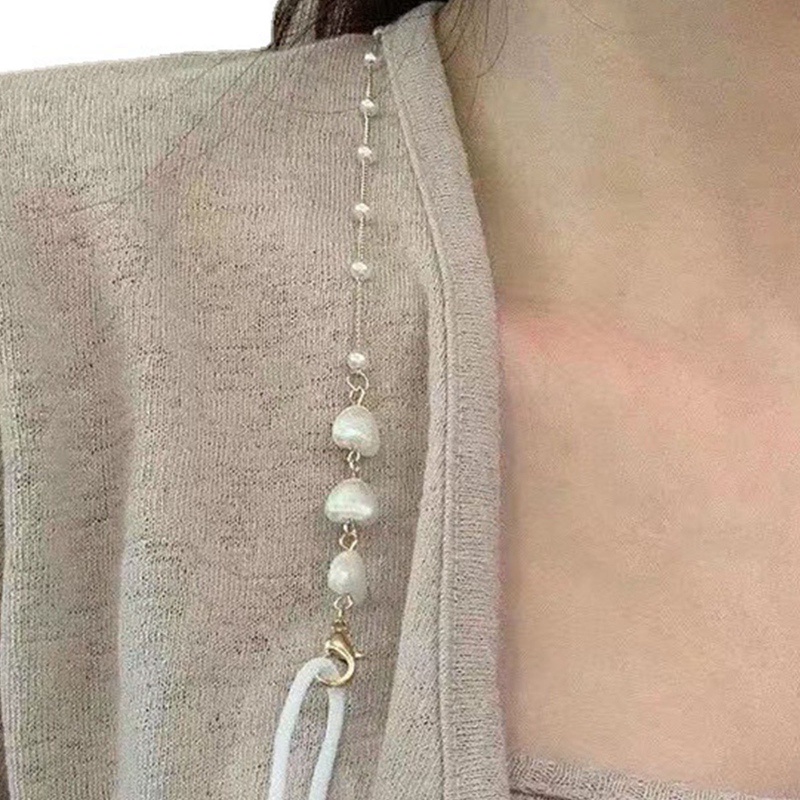 Cinta Manis Berbentuk Hati Rantai Mutiara Pearl Fashion Kalung Kacamata Aksesoris