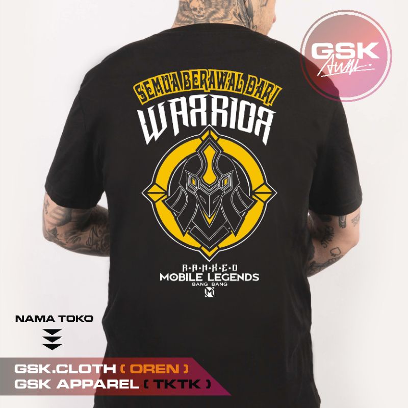 KAOS RANK MOBILE LEGEND WARIOR KATA KATA LUCU KEREN ML MLBB PRIA WANITA