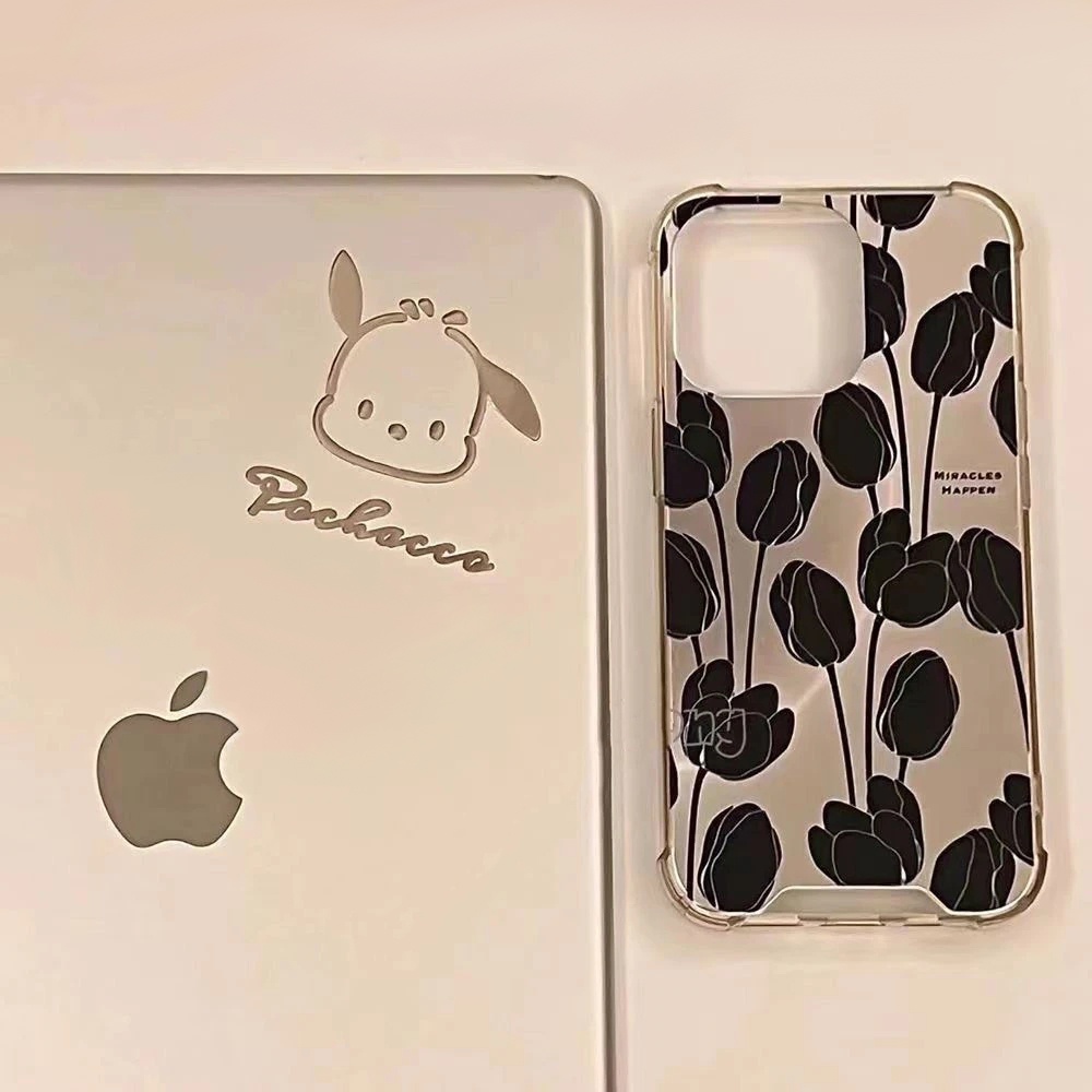 1pc Sanrio Lucu Stiker Logam Desktop Ponsel Cermin Hias Stiker MyMelody HelloKitty Kuromi Cinnamoroll Tahan Air Stiker Garis Perak
