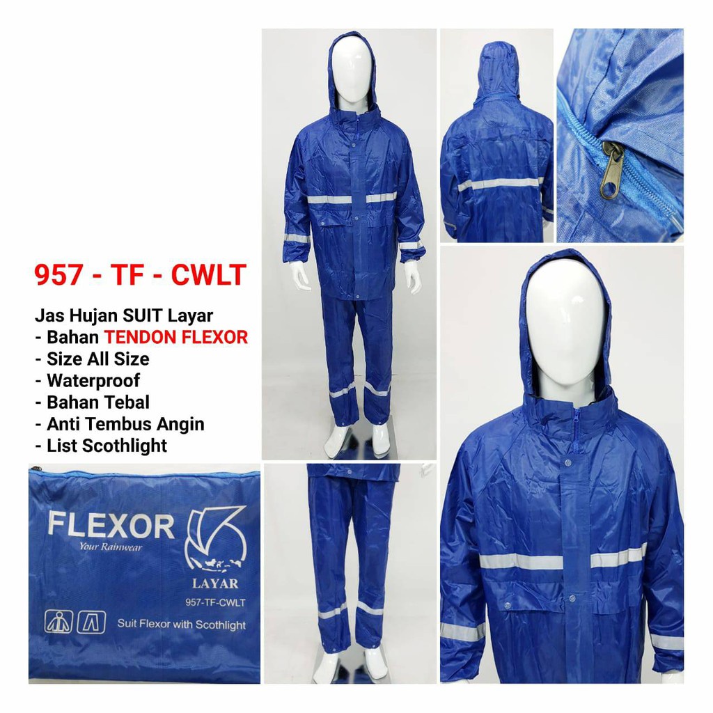 Jas Hujan LAYAR FLEXOR BIRU 957 Tf Suit Anti Tembus Angin / Mantol Olahraga Waterproof Anti Tembus Air - sckmenwear GROSIR