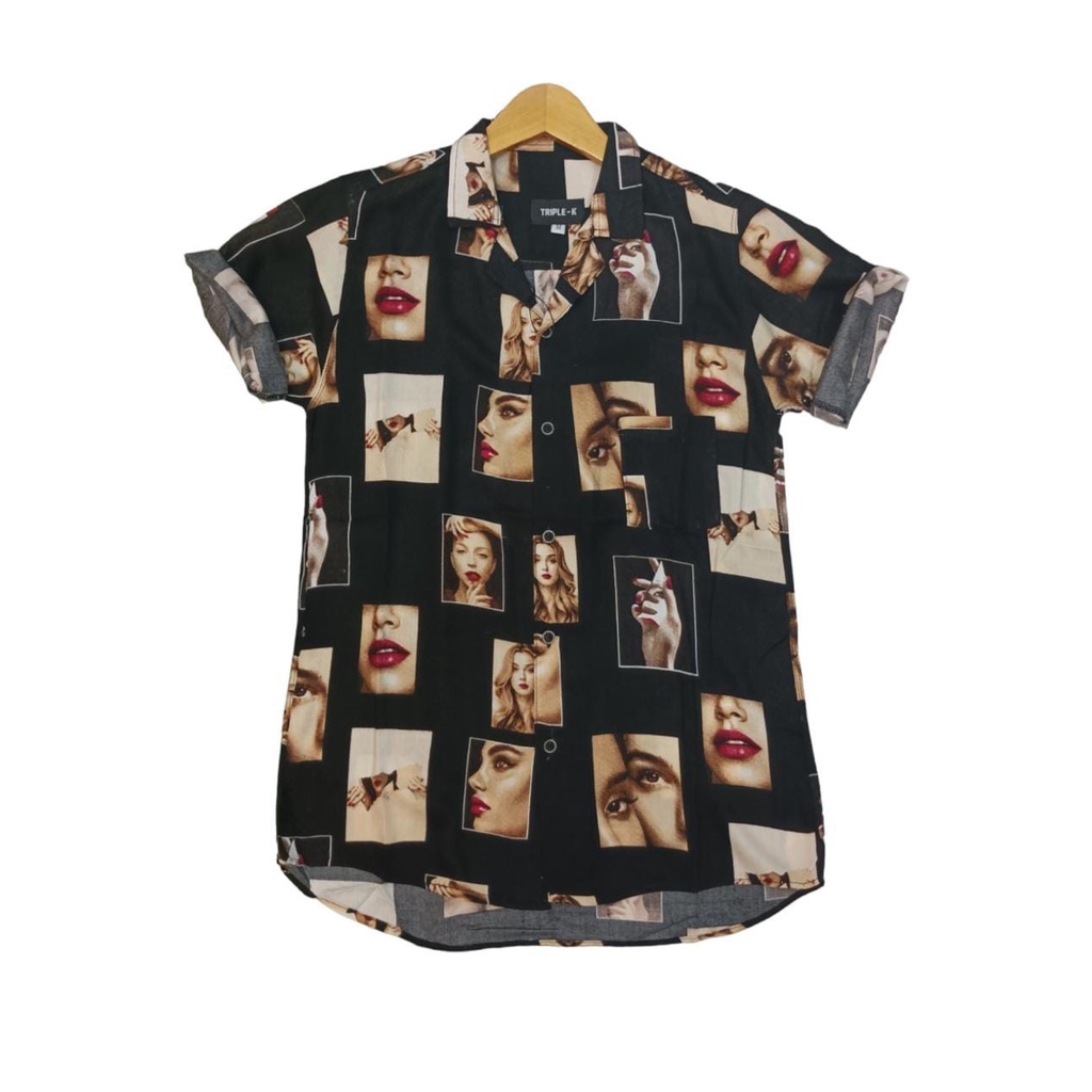 Kemeja Pria/Wanita Original Motif Hawai Kemeja Pantai Motif Full Printing Katun Rayon Abstrak Vintage Kemeja Lengan Pendek Casual