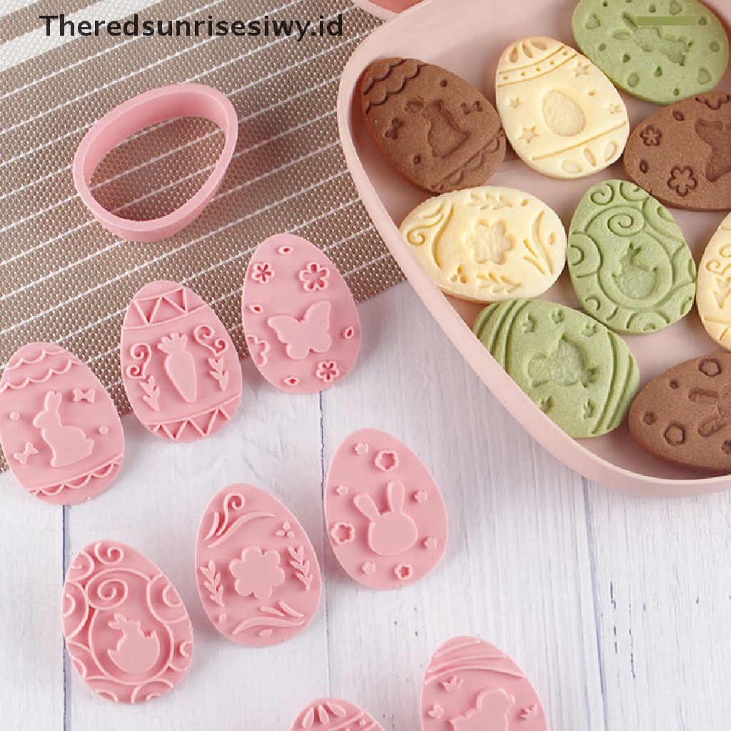 # Baju Lebaran # 9pcs Cetakan Biskuit Kelinci Paskah Plastik Bunny Egg Cookie Cutter Stamp Embosser Pesta Paskah Fondant Kue Baking Dekorasi Tools~