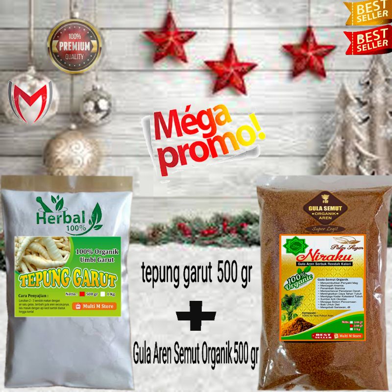 

PAKET 500 Gram Tepung Pati Garut Premium | 500 Gram Gula Aren Semut Super