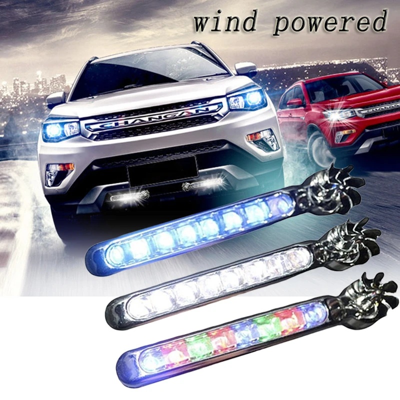 1/2pcs Mobil Angin Energi LED DRL Siang Hari Berjalan Lampu Biru Putih Lampu Strip Lampu Tidak Perlu Pasokan Listrik Eksternal Auto Ambient Lamp Auto Styling Aksesoris