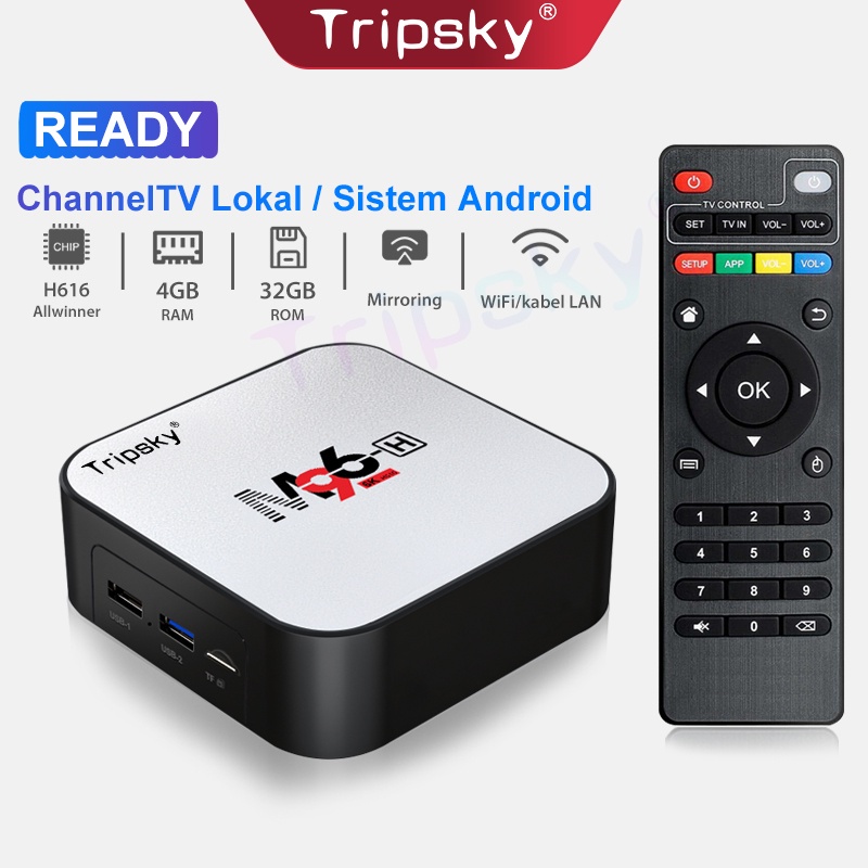 Tripsky M96-H Android Tv Box Ram 4gb Rom 32gb Android10 Kualitas Gambar 6K H616 Android Tv Box