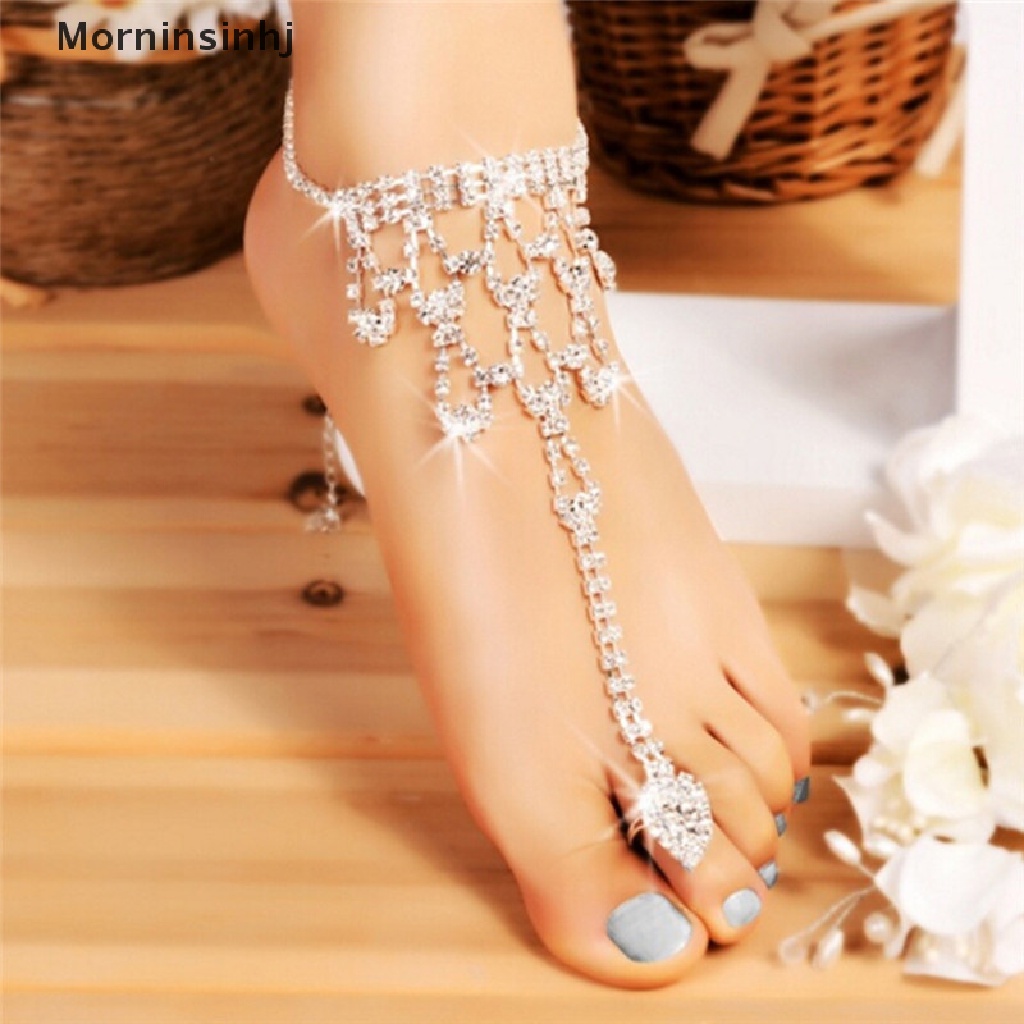 Mornin Kristal Barefoot Sandal Pantai Rantai Gelang Kaki Pernikahan Kaki Gelang Kaki Wanita Perhiasan id