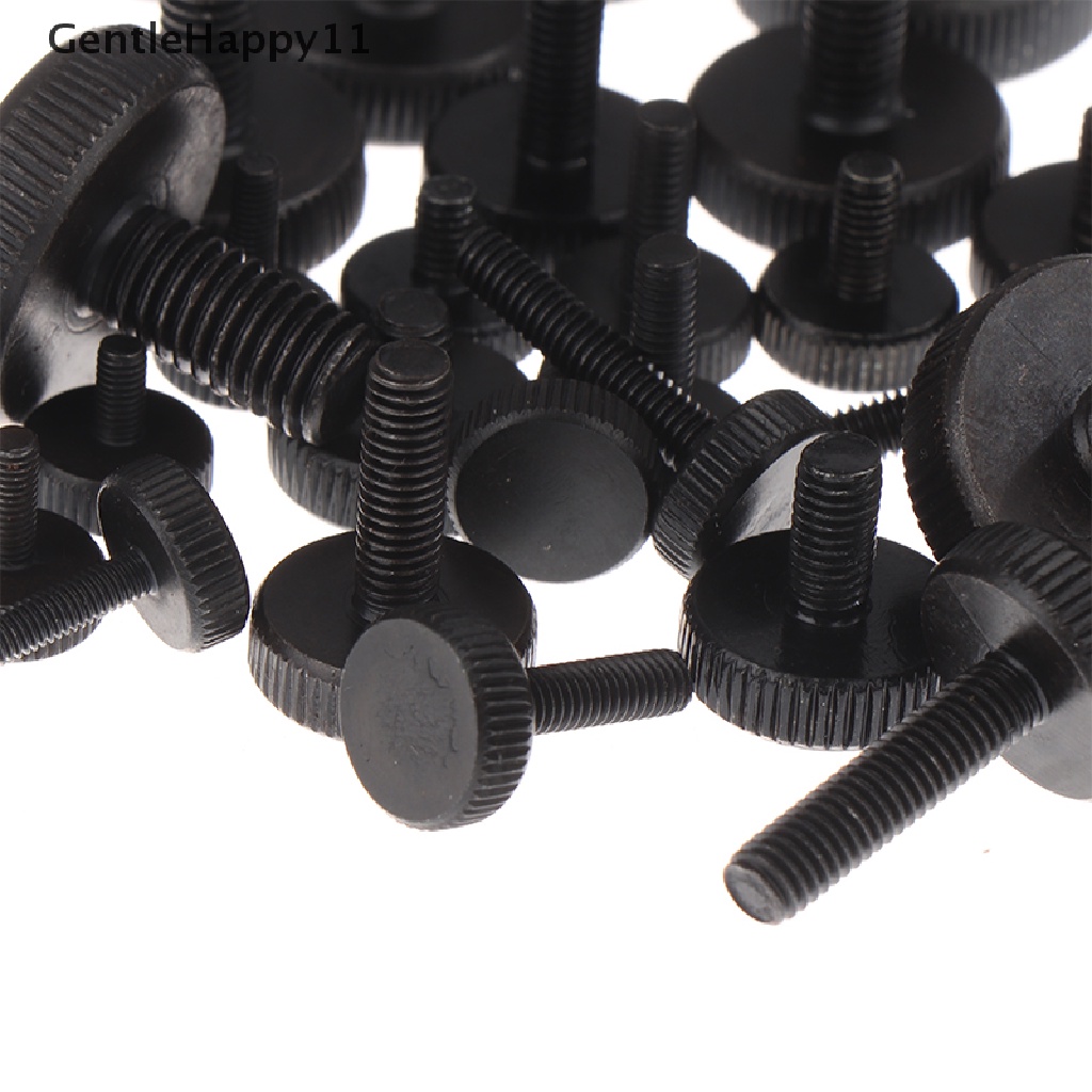 Gentlehappy 10Pcs GB835 Hitam Baja Karbon Kepala Datar Thumb Screw Tangan Mengencangkan Sekrup Komputer M3-M8 Sekrup id
