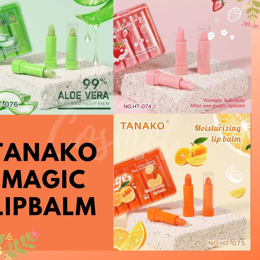 ✹ [Dapat isi 10 PCS] Tanako Magic Lipbalm Strawberry / Aloevera / Orange. ●